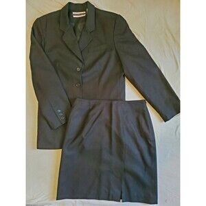 Amanda Smith Pure Wool Women’s Black Skirt Suit Blazer 14 Skirt 12 Career